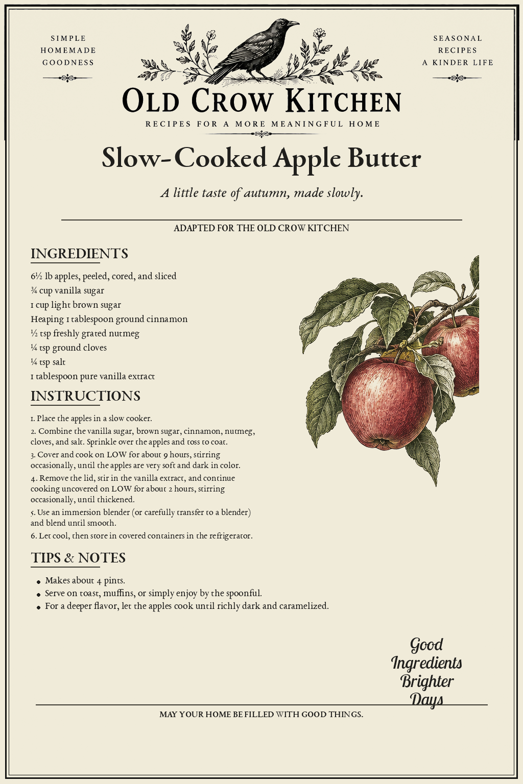 Slow-Cooked Apple Butter printable recipe card