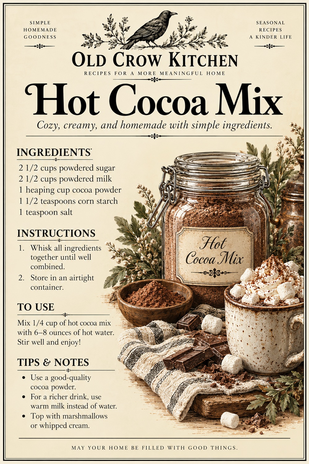 Homemade Hot Cocoa Mix printable recipe card