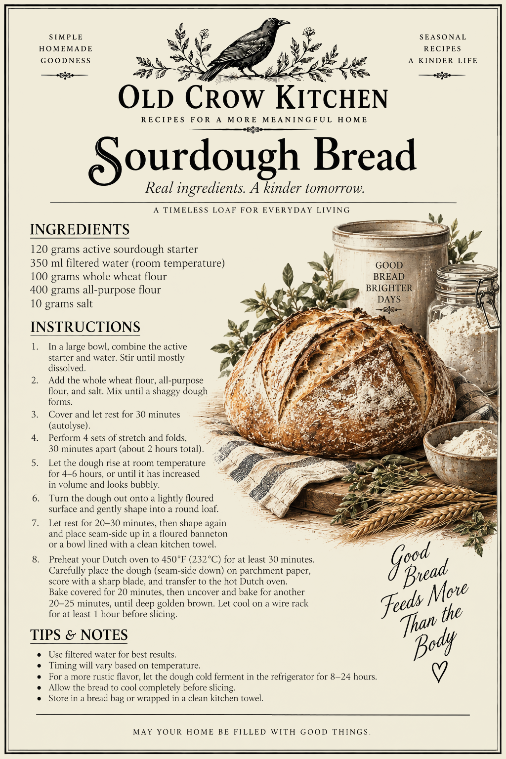 Sourdough Loaf printable recipe card