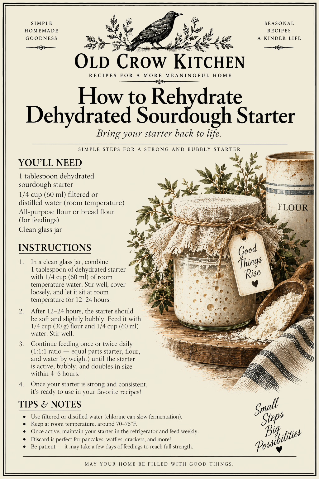 Rehydrating Dehydrated Sourdough Starter printable guide